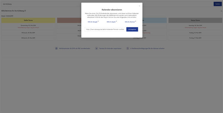 Abis-Website – Kalender abonnieren